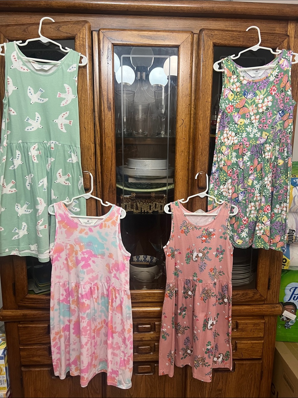 H&M Girls' Pink Floral Sleeveless Dresses